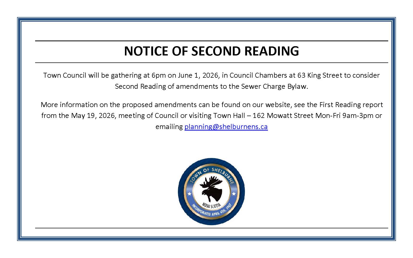 NOTICE OF SEWER BYLAW AMENDMENT 2026